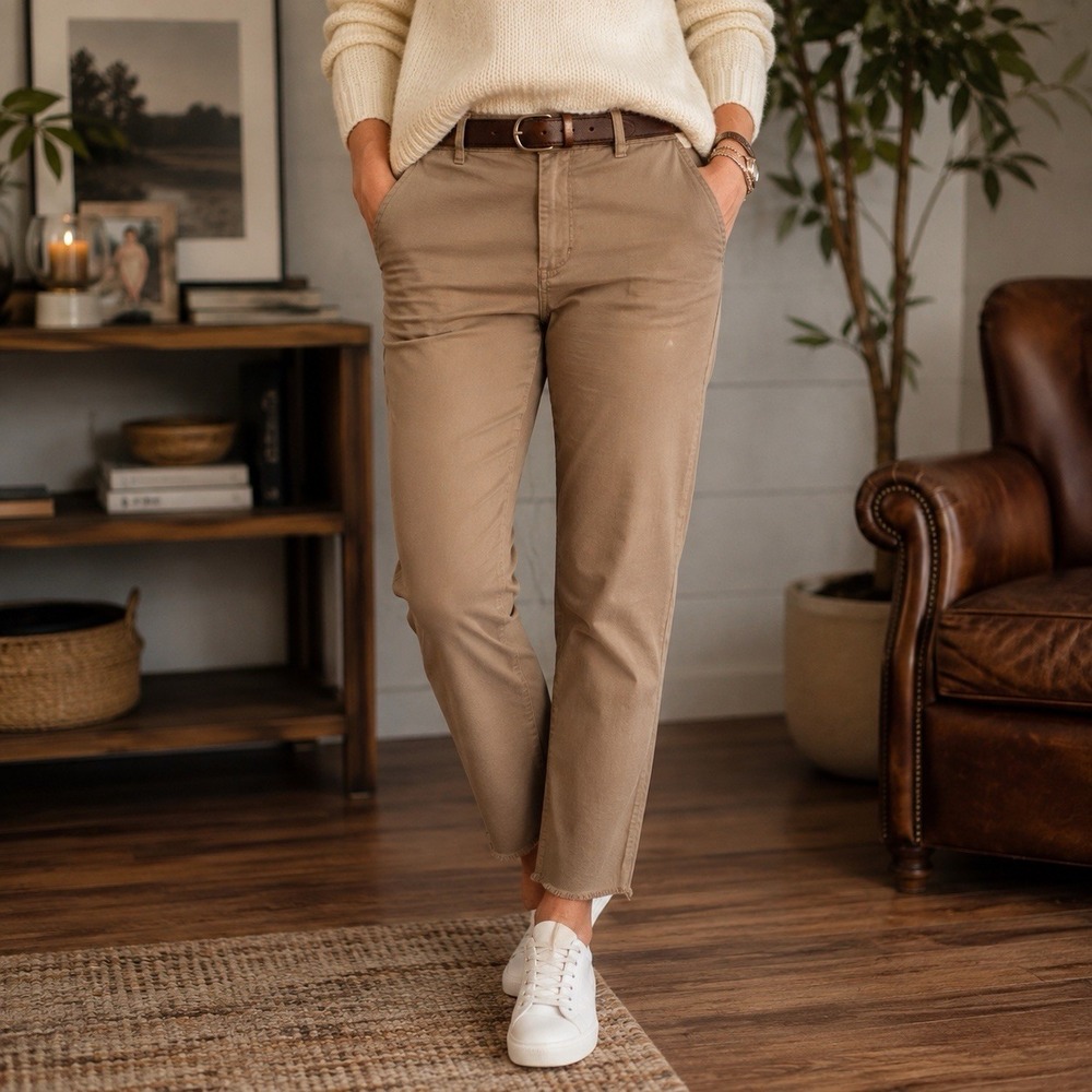 Frank & Eileen Wicklow Crop Pants Brown Cotton Raw Hem Capsule Minimalist 2 - Picture 1 of 13